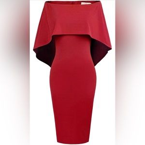 GRACE KARIN Women's Off Shoulder Batwing Cape Slim Midi